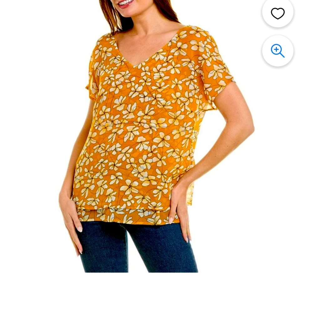 CAbi Thrive Top Butterscotch Yellow Floral Top Size M